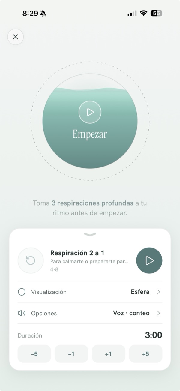 Ejercicio de respiración guiada de Respira RD