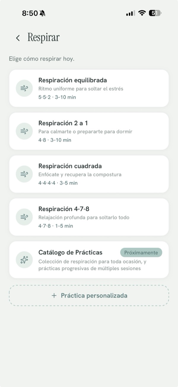 Biblioteca de sesiones de Respira RD